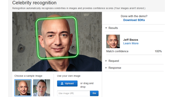 Amazon Rekognition screen capture